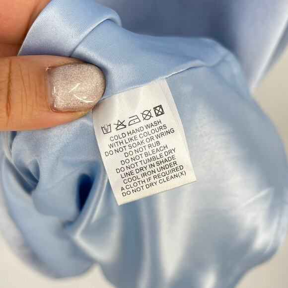 Meshki Light Blue Satin Maxi Dress - Picture 13 of 14